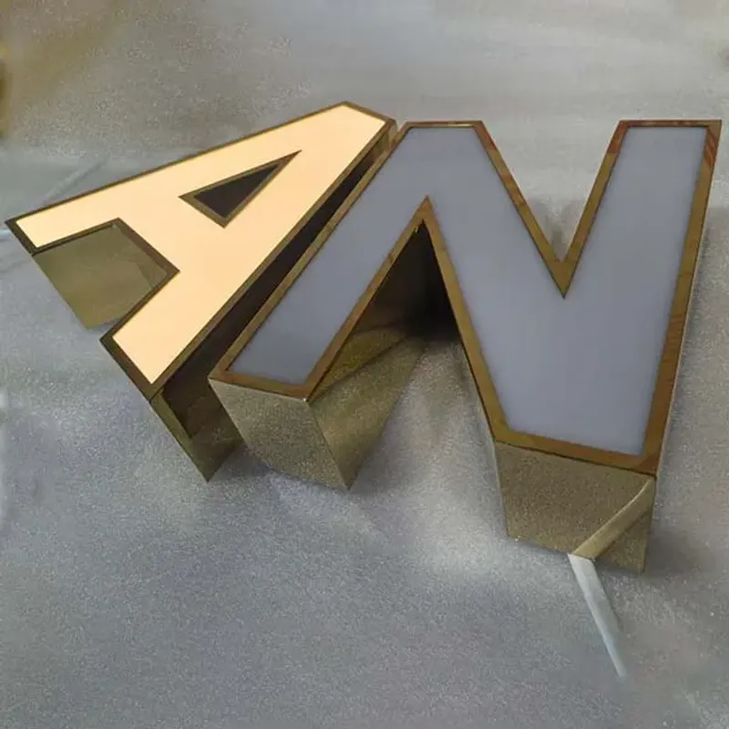 Bar channel letters gold trim warm glow sign